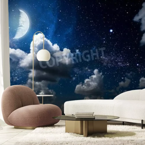 Papier peint  Étoiles et ciel bleu foncé