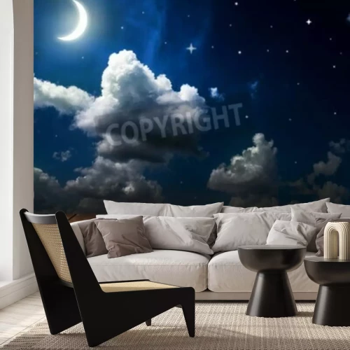 Papier peint  Plancher et étoiles en bois