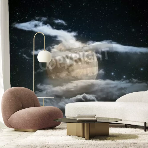 Papier peint  Lune et nuages clairs