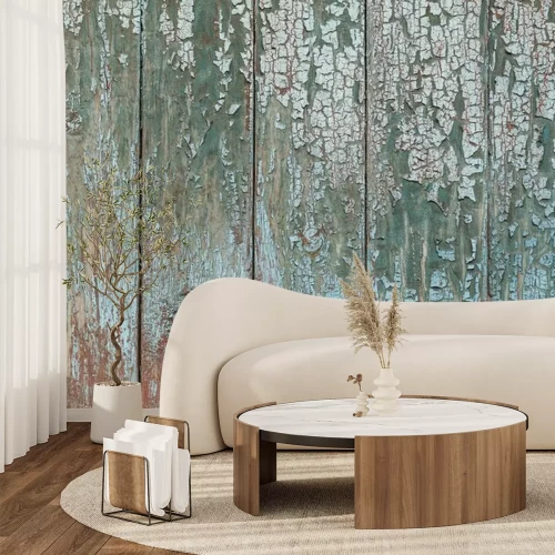 Papier peint  Planches vieillies avec la peinture qui s'effrite
