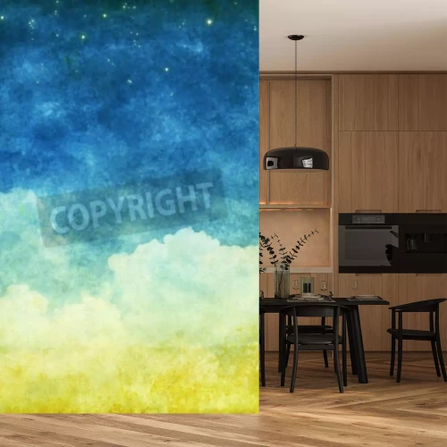 Papier peint  Ciel jaune et bleu