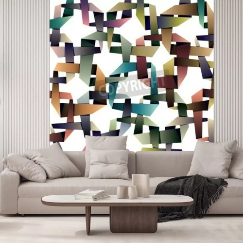 Papier peint  Motif 3D multicolore