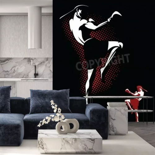 Papier peint  Boxeur sur fond noir