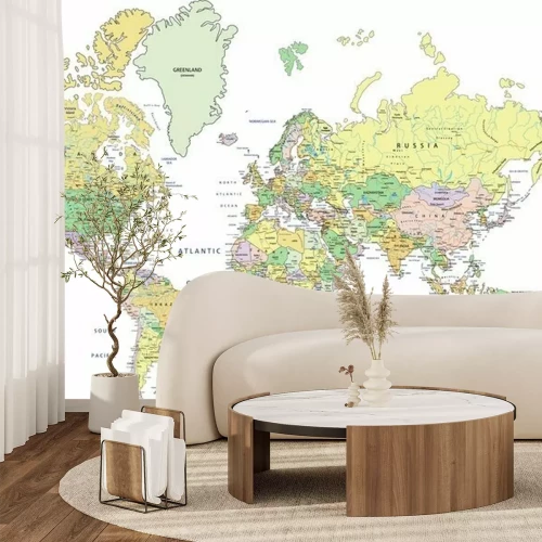 Papier peint  Continents sur fond blanc