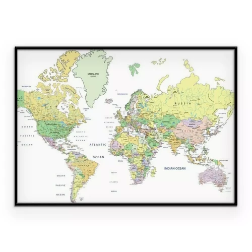 Poster  Continents sur fond blanc