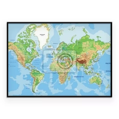 Poster  Carte physique précise du monde