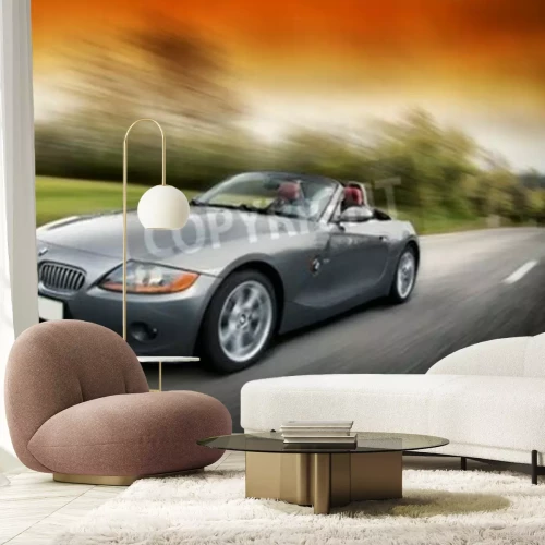 Papier peint  The BMW Z4 E89is a rearwheel drive sports car by the German car maker BMW man driving Z4 fast on the karst road in Slovenia EU