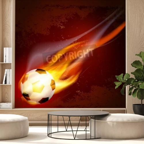 Papier peint  Ballon de foot en feu