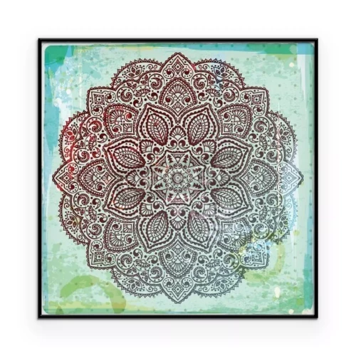 Poster  Mandala bordeaux sur fond aquarelle abstrait