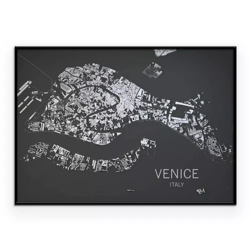 Poster  Plan de la ville de Venise en nuances de gris