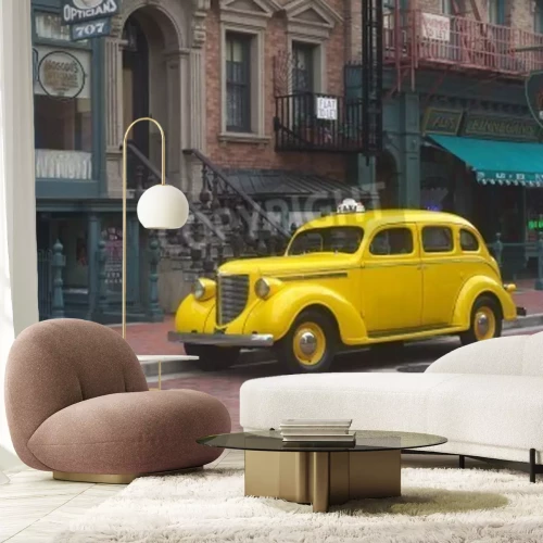 Papier peint  Taxi londonien style rétro