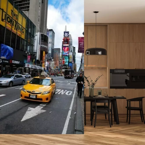 Papier peint  Taxi jaune devant le Times Square