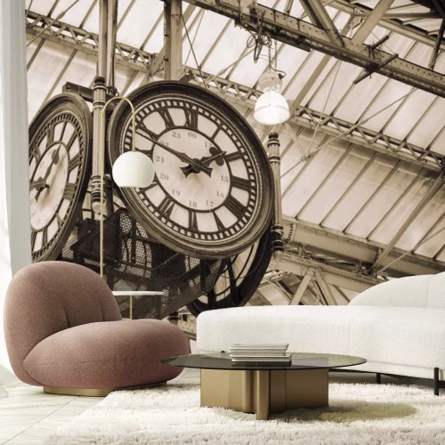 Papier peint  Horloges rétro dans la gare