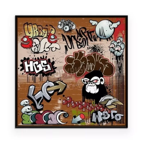 Poster  Graphismes de style graffiti sur fond marron