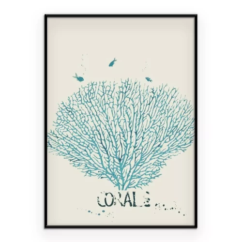 Poster  Une branche de corail se détachant sur un fond blanc