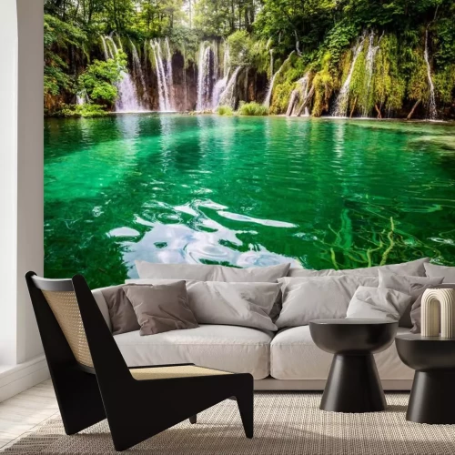 Papier peint  Une cascade aux eaux turquoise en Croatie