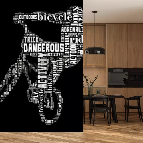Papier peint  Vélo BMX en inscriptions noir et blanc