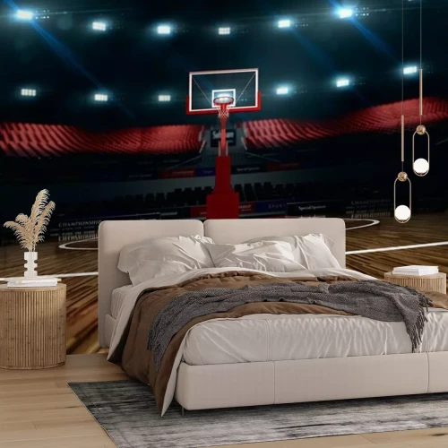 Papier peint  Terrain de basket éclairé par des projecteurs