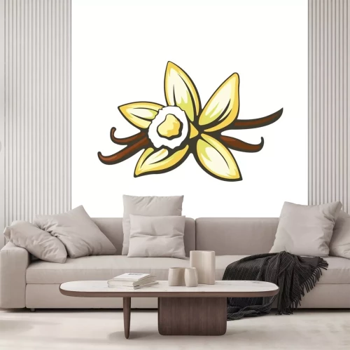 Sticker  Fleur de vanille et les gousses. Vector illustration.