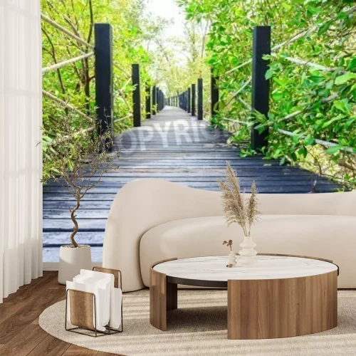 Papier peint  Pont en bois avec des cordes