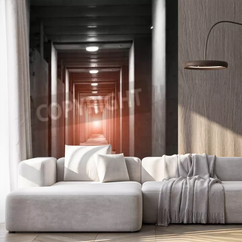 Papier peint  Long tunnel en béton