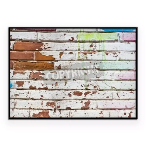 Poster  Mur de briques et peinture écaillée