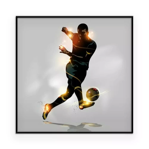 Poster  Silhouette d'un joueur de football avec effet lumineux