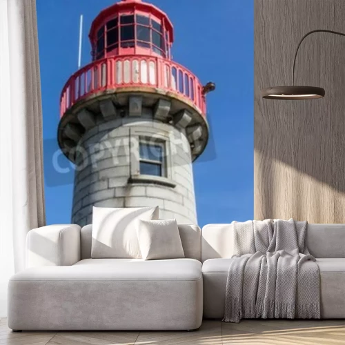 Papier peint  Phare en pierre finition rouge