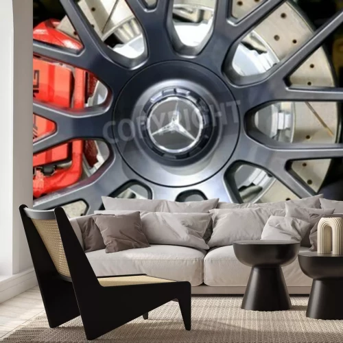 Papier peint  Bangkok - AVRIL 2: logo de Mercedes Benz sur la roue - dans l'affichage au Salon international de Bangkok 36e 2015 le 2 Avril, 2015 à Bangkok en Thaïlande