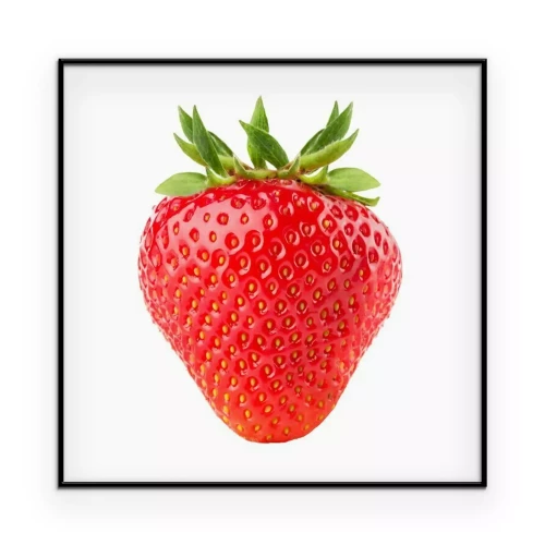 Poster  Une seule fraise sur fond clair