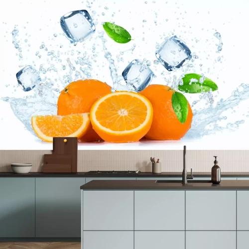 Papier peint  Tranches d'orange avec de la glace