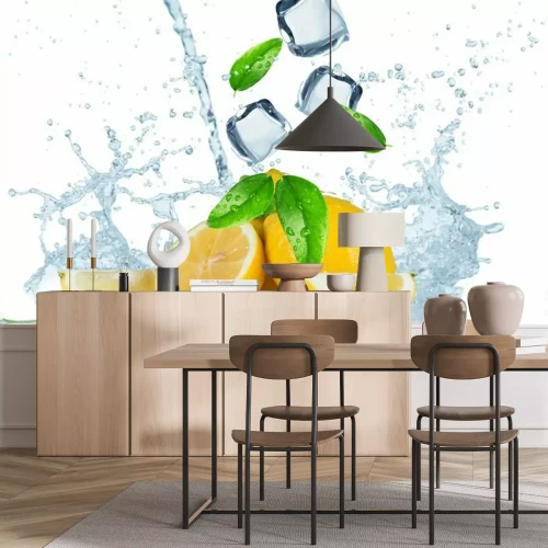 Papier peint  Fruits dans l'eau citron et menthe