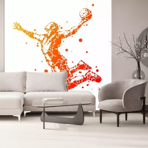 Papier peint  Figure abstraite orange d'un basketteur