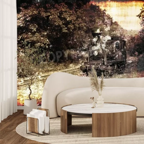 Papier peint  Train rétro style pictural