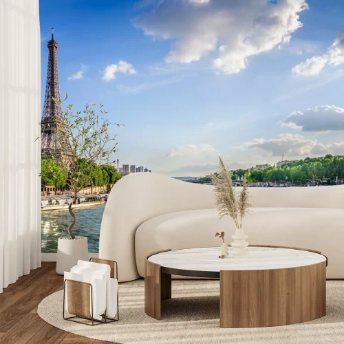 Papier peint  La Tour Eiffel et la Seine à Paris