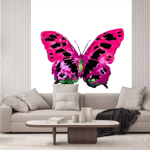 Sticker  Papillon rouge peint à la main