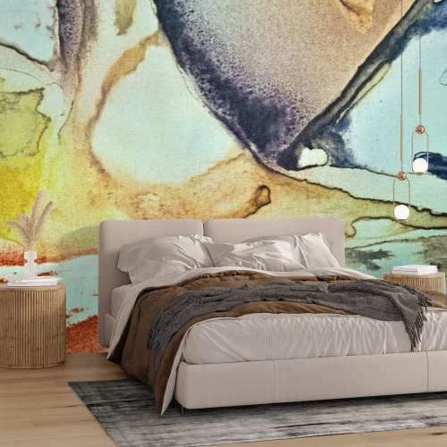 Papier peint  Peinture abstraite d'aquarelle, tissu peint de soie horizontale texturé toile de fond