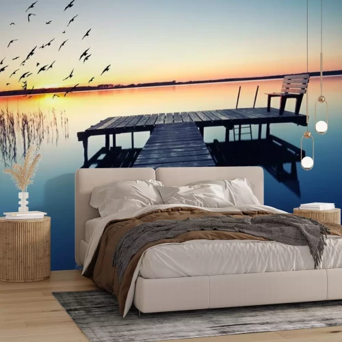 Papier peint  Passerelle lac paisible