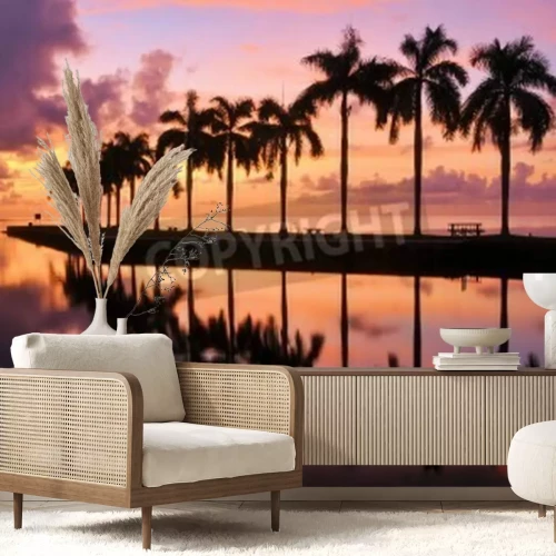 Papier peint  Lever de soleil sur une promenade