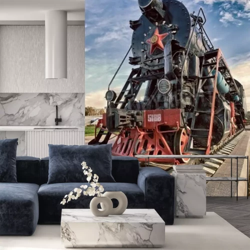 Papier peint  Exposition avec train à vapeur d'époque