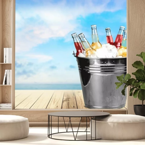 Papier peint  Bouteilles de boissons réfrigérées