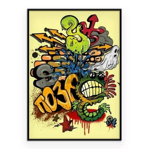Poster  Motif graffiti sur fond jaune