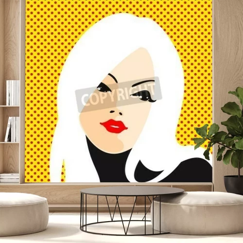 Papier peint  Portrait d'une femme blonde pop art