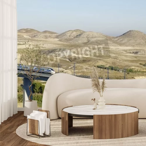 Papier peint  Train roulant à toute vitesse sur un grand viaduc