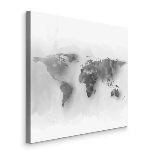 Tableau  Carte du monde grise et floue