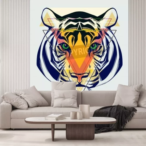Papier peint  Tigre illustration géomtérique