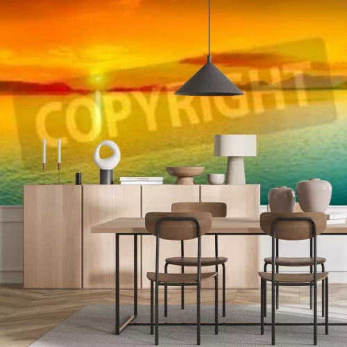 Papier peint  Panorama de la mer au lever du soleil