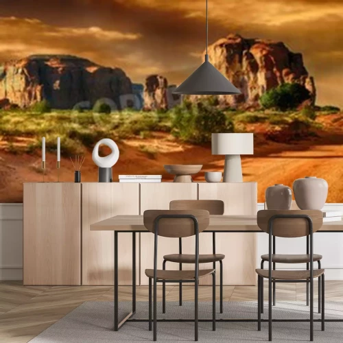 Papier peint  Les roches du désert et la route