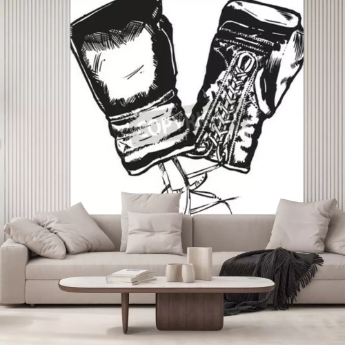 Papier peint  Gants de boxe noir et blanc