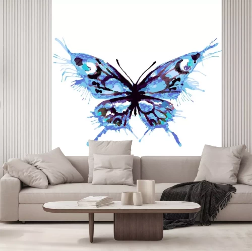 Sticker  Petit papillon bleu sur fond clair